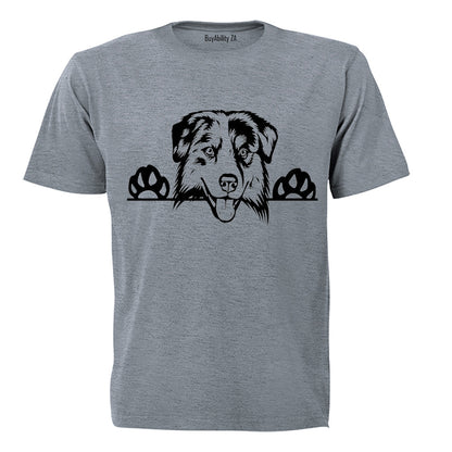 Australian Shepherd Peeking Dog - Adults - T-Shirt