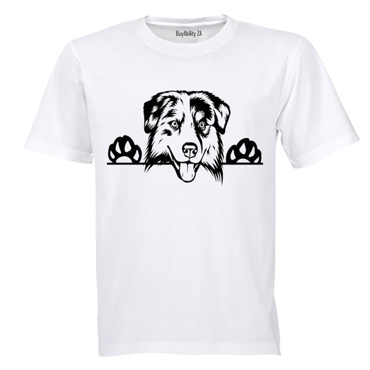 Australian Shepherd Peeking Dog - Adults - T-Shirt