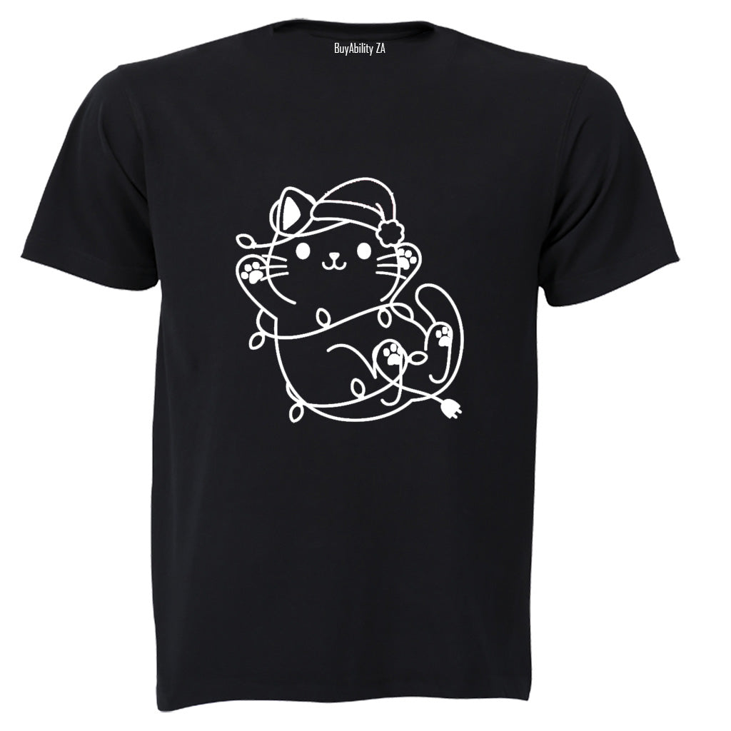 Christmas Lights Kitten - Adults - T-Shirt