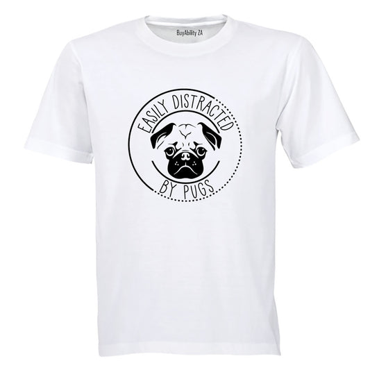 Distracted By Pugs - Adults - T-Shirt