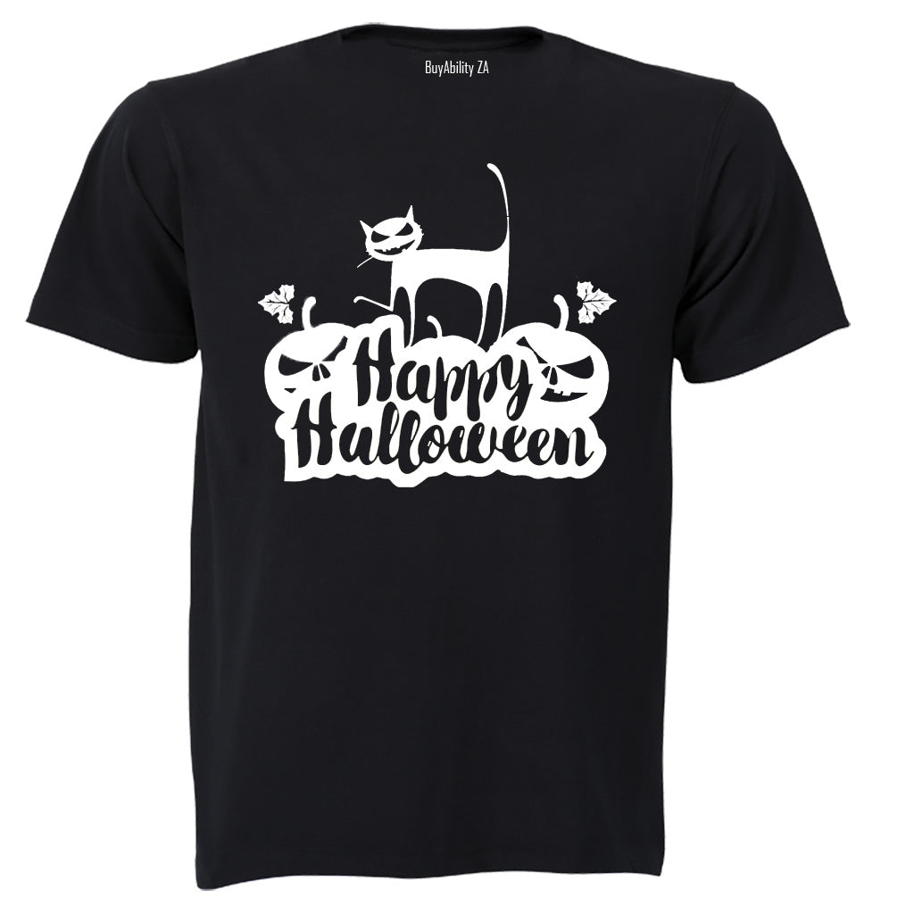 Happy Halloween - Black Cat - Adults - T-Shirt