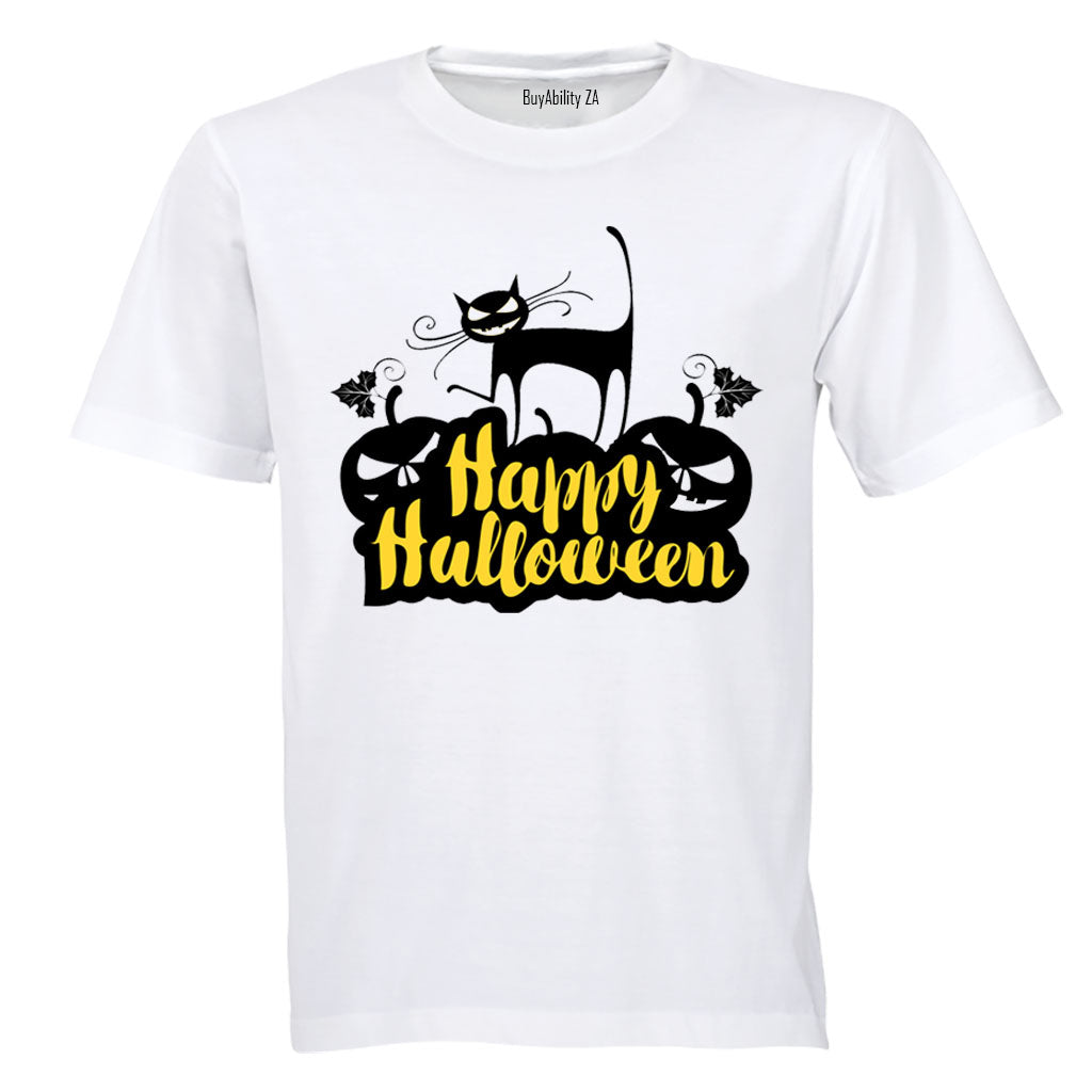 Happy Halloween - Black Cat - Adults - T-Shirt