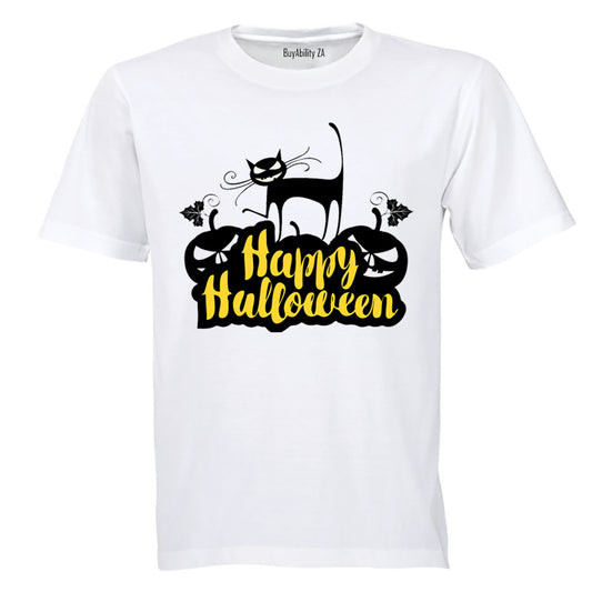 Happy Halloween - Black Cat - Adults - T-Shirt