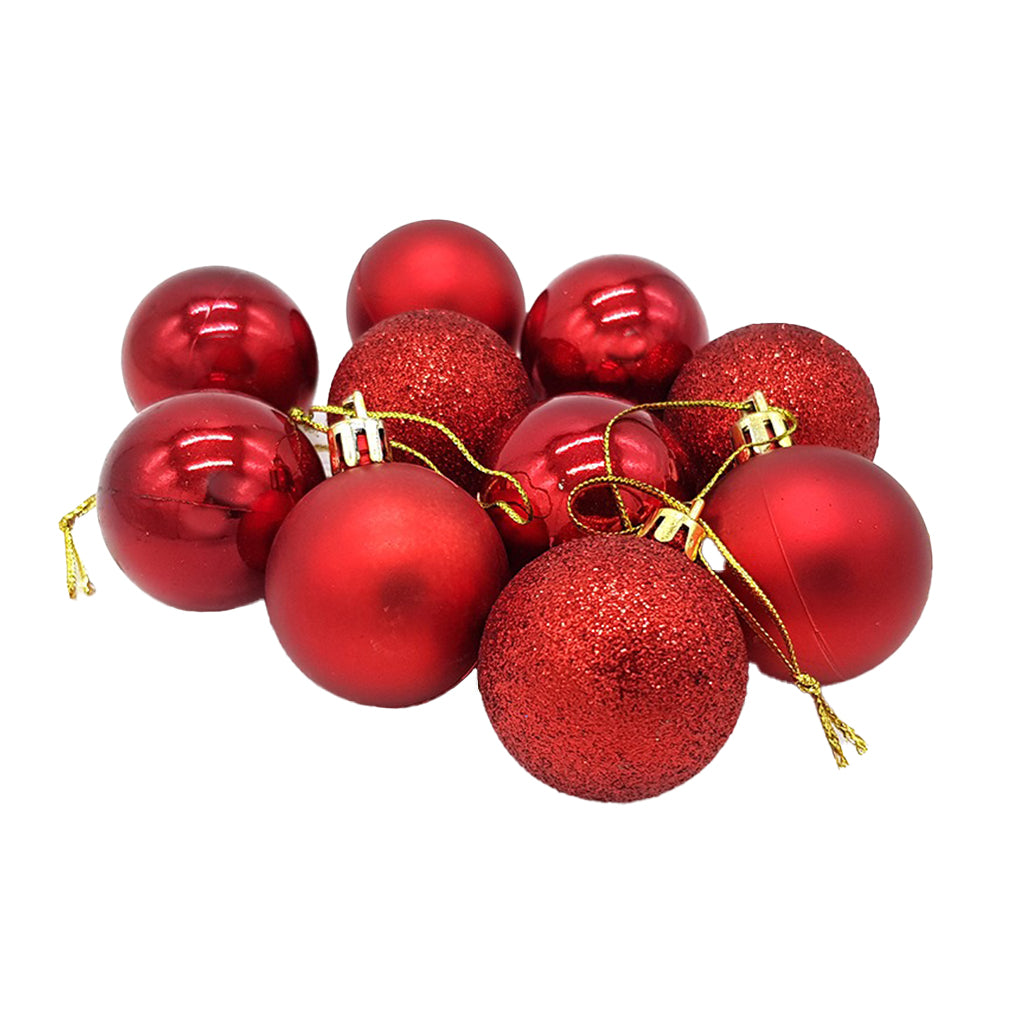 10pc Christmas Bauble 6cm - RED