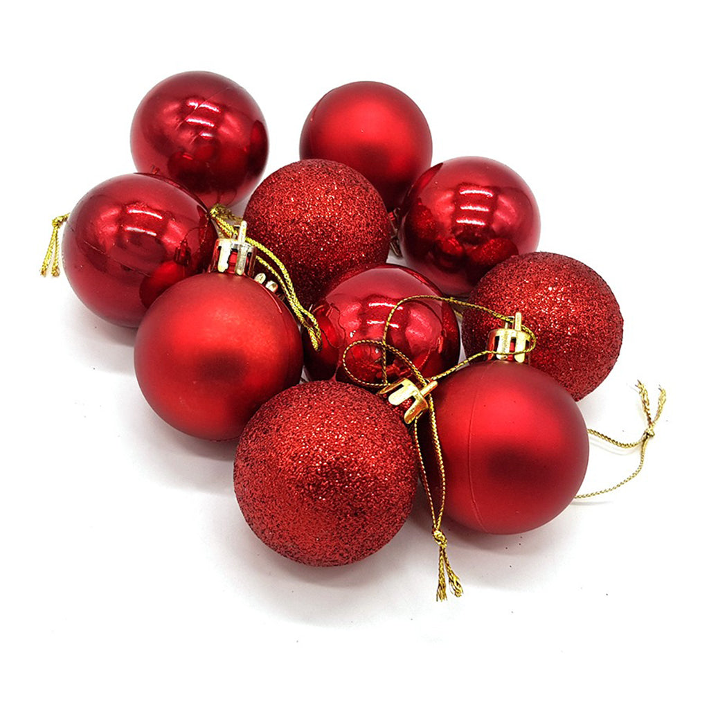 10pc Christmas Bauble 6cm - RED