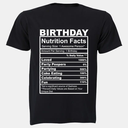 Birthday - Nutrition Facts - Kids T-Shirt - BuyAbility South Africa