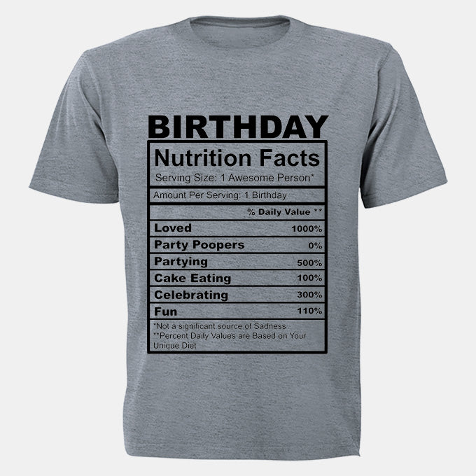 Birthday - Nutrition Facts - Kids T-Shirt - BuyAbility South Africa