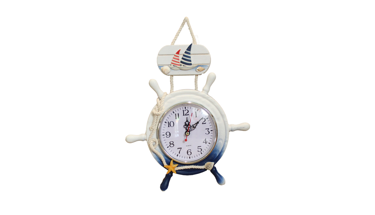 Nautical Hanging Clock With Sail Boats - BuyAbility