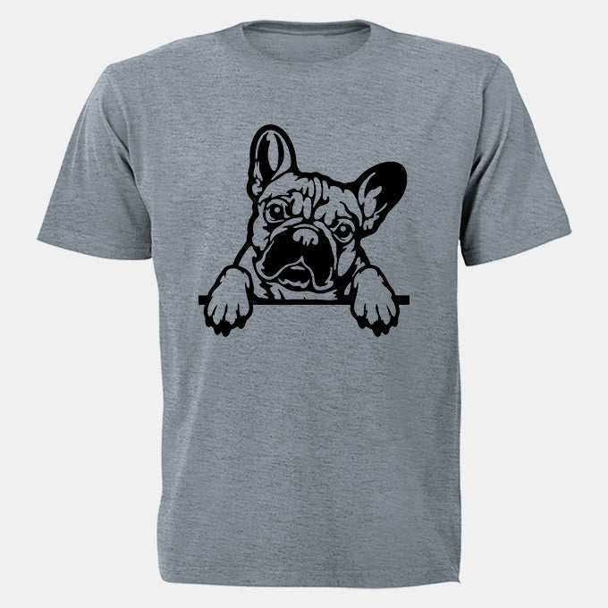 French Bulldog - Peeking - Adults - T-Shirt - BuyAbility South Africa