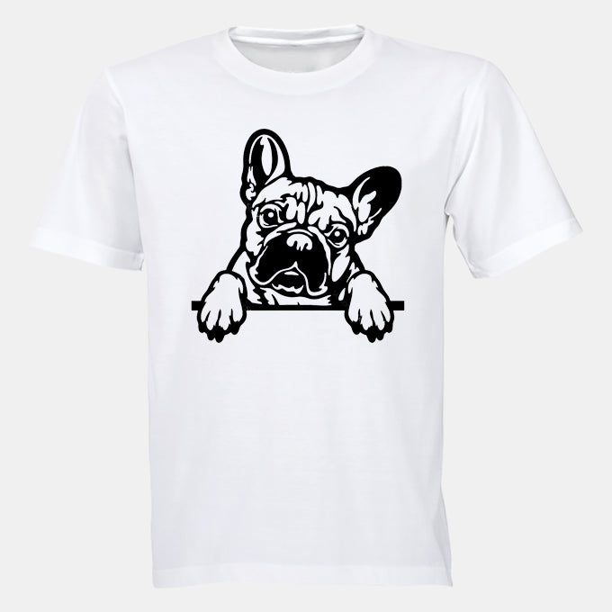 French Bulldog - Peeking - Adults - T-Shirt - BuyAbility South Africa