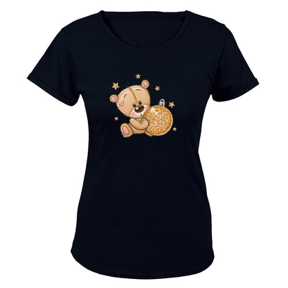 Glitter Christmas Teddy & Bauble - Ladies - T-Shirt - BuyAbility South Africa