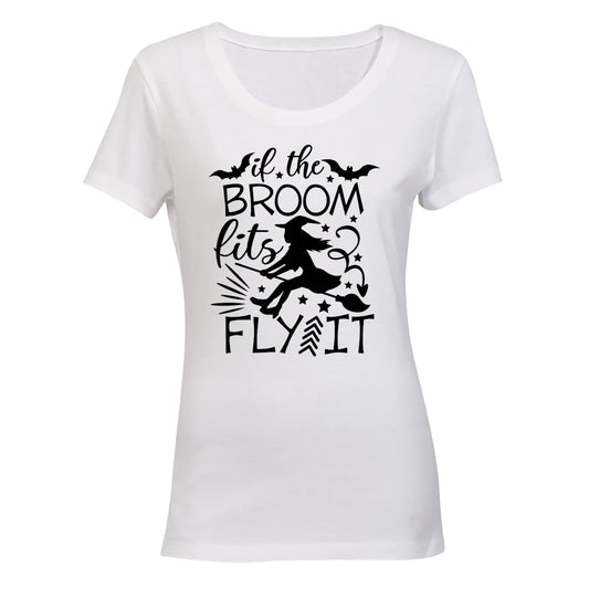 If The Broom Fits - Halloween - Ladies - T-Shirt - BuyAbility South Africa