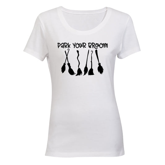 Park Your Broom - Halloween - Ladies - T-Shirt - BuyAbility South Africa