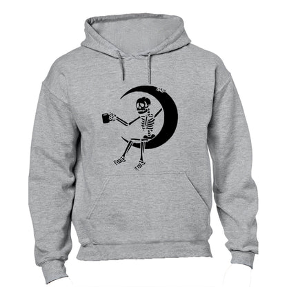 Skeleton On The Moon - Halloween - Hoodie - BuyAbility South Africa