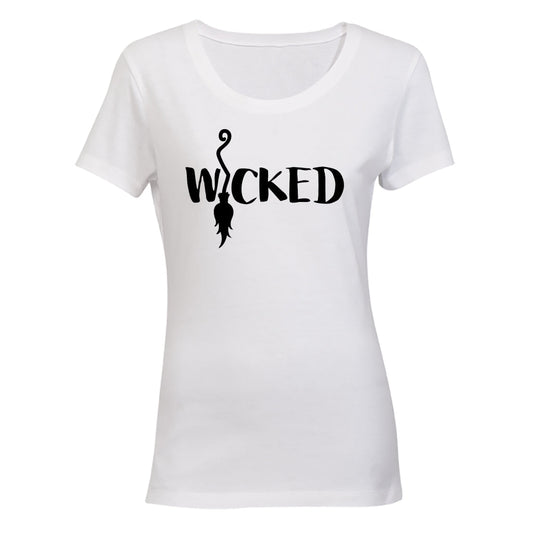 Wicked - Broom - Halloween - Ladies - T-Shirt - BuyAbility South Africa