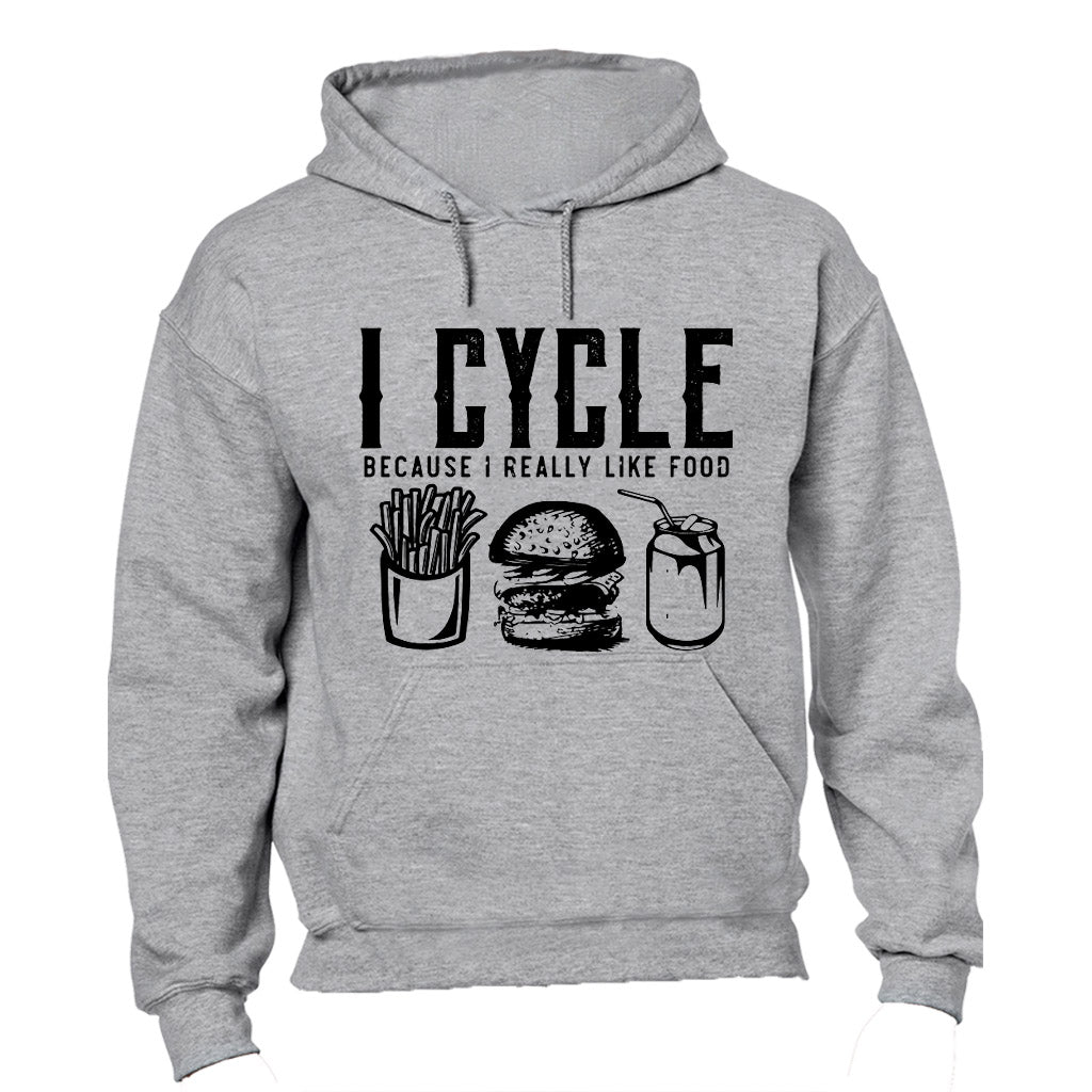 I Cycle Because I Really Like Food - Hoodie - BuyAbility South Africa